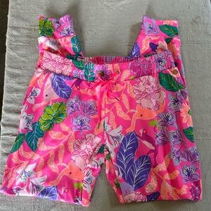 Lilly Pulitzer Pink joggers pants size XS flowers elephant print